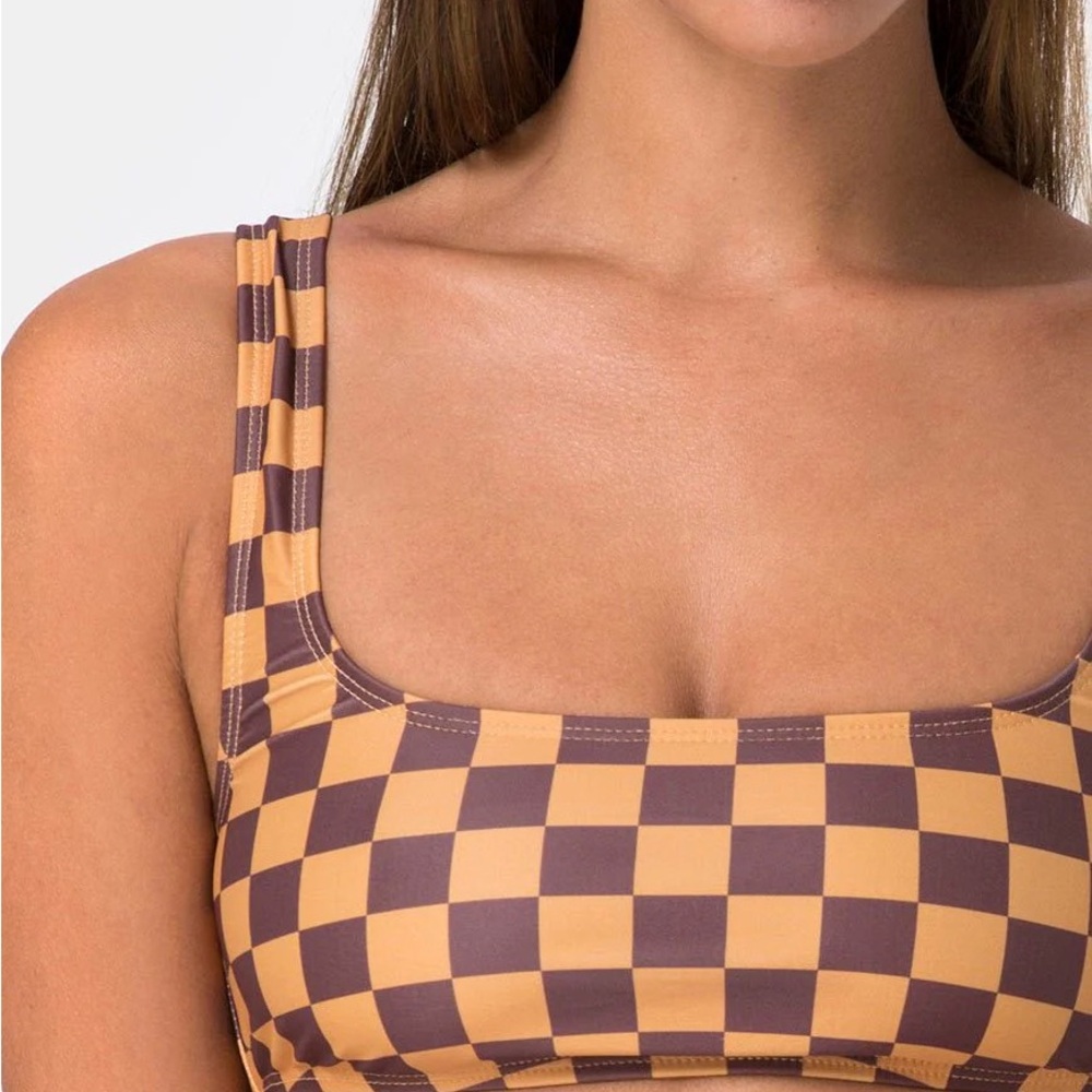 Forever 21 Checkered Crop Top in Black and Brown